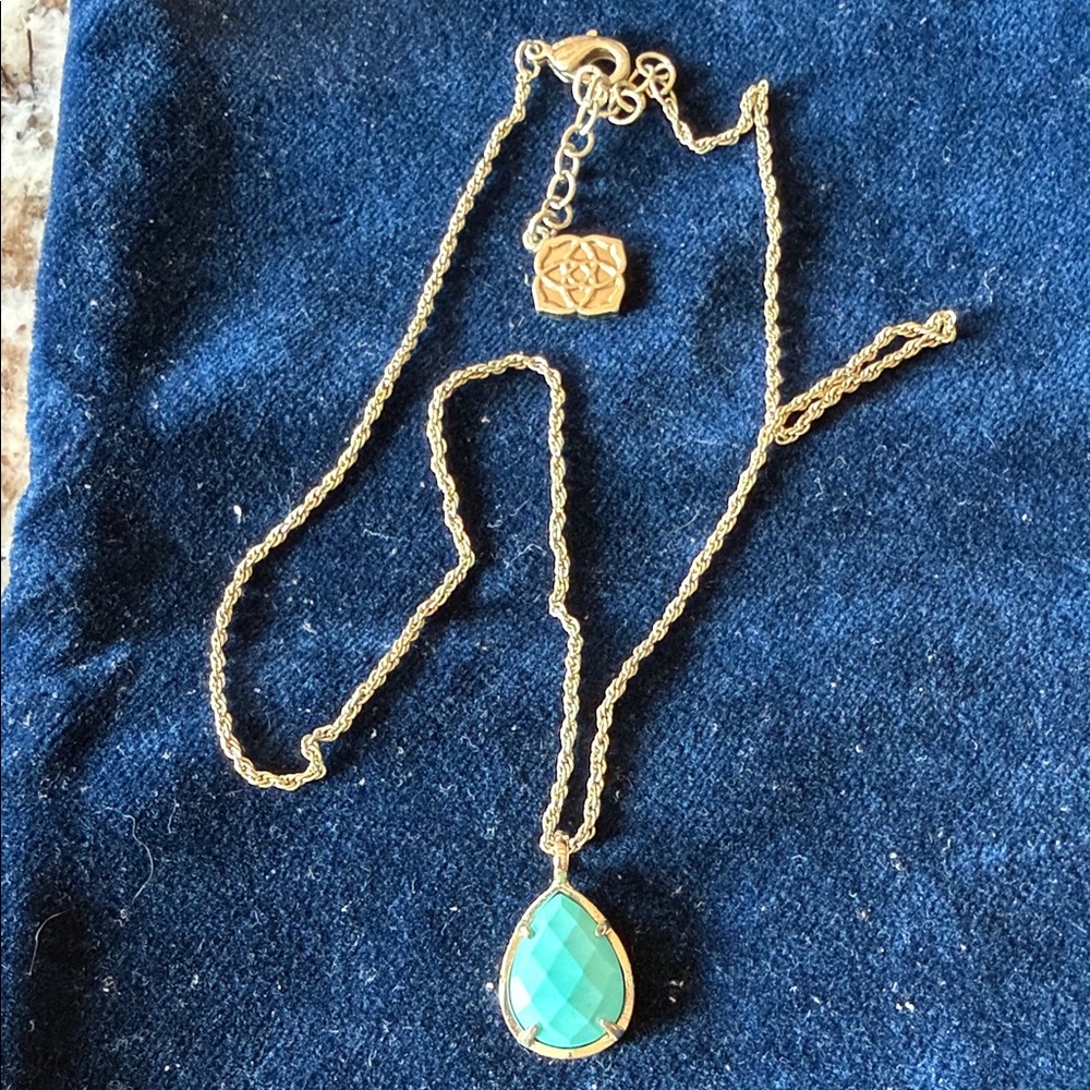 Kendra Scott Kiri Gold-Tone Necklace with Teardrop Turquoise Stone